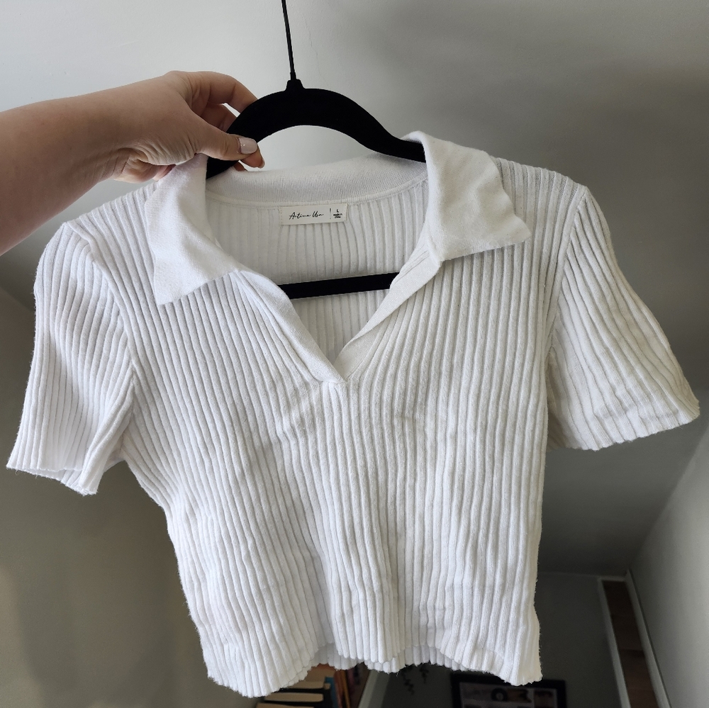 Cropped knit polo